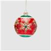 EDG Enzo De Gasperi Sfera Pallina per Albero di Natale Fiocconeve 12cm Rosso Vetro