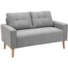 HOMCOM Divano 2 Posti Moderno in Stile Nordico con Schienale Trapuntato, in Poliestere e Legno, 145x76x88 cm, Grigio chiaro