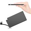 TNTOR Power Bank Ultra Slim TNTOR da 5000 mAh con cavo USB C integrato, [6 mm di spessore], Guscio in Metallo, Mini Power Bank Portatile per Samsung Galaxy Sony Huawei Xiaomi - Nero