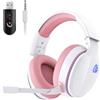 Gvyugke Cuffie Gaming PS5 Rosa, 2,4 GHz Cuffie Gaming per PC, PS4, PS5, Mac, Switch, Wireless Cuffie Bluetooth 5.2, Cuffie con Microfono Staccabile, Audio Stereo, Jack Audio 3.5 mm per Cuffie Gaming Cablate