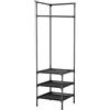 cecaro group appendiabiti da terra, Porta abiti ad angolo, porta abiti da sala industriale, organizer ad angolo con ripiano a 3 livelli per camera da letto, lavanderia, ingresso (nero)
