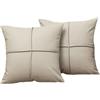 KIJING 2 federe per cuscini in finta pelle, decorative, moderne, 45 x 45 cm, per divano, sedia, letto (grigio ostrica)