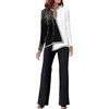 Generico Tailleur 2 Pezzi Eleganti da Donna da Cocktail Party Tailleur Business Elasticizzate Cappotti Blazer con Bottoni a Maniche Lunghe Aperto Pantaloni e Giacca Completo Curvy Cerimonia per Ufficio