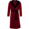 Generic Pigiama da uomo in cotone a maniche lunghe da notte con tasche, super morbido di lusso con cappuccio vestaglia per donna uomo in pile con cappuccio accappatoio, Rosso, XL