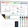 POPRUN Magnetisch Wochenplaner Whiteboard Abwischbar für Kühlschrank, Haushaltsplaner Familienplaner Stundenplan Perfect als Wochenplan Kinder,Essensplaner,Memoboard,Einkaufsliste, 42×28cm auf Deutsch