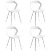 DEYARNA HOME Set di 4 Sedie da Pranzo in Plastica con Gambe in Metallo, Sedie Laterali Senza Braccioli per Sala da Pranzo, Cucina, Sala di Ricevimento, Soggiorno (Bianco)