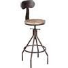 CLP Sgabello Hanam Design Industriale In Legno I Altezza Regolabile Con Schienale E Poggiapiedi I Telaio In Metallo, Colore:bronzo