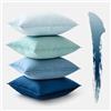 MIULEE Set di 4 Federe Cuscini per Divano in Velluto 50x50cm Decorative Federe Copricuscini per Divano Soggiorno Camera da Letto con Cerniera Invisibile Fodere Cuscino Serie Blu