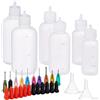 BENECREAT 12 Pack Bottiglie di Colla in Plastica (30ml/50ml/100ml) con 20PCS Ago a Punta Smussata, 12PCS Tappi e 6PCS Tramoggia per L'erogazione di Olio, Colla Liquida e Inchiostro