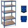 Relaxdays Scaffale in Metallo, 5 Ripiani, Carico fino a 1325 kg, per Garage & Magazzino, 180x90x60, Metallo e MDF, blu