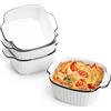 NUTRIUPS 14.5cm Set di 4 Piatti da Forno in Ceramica, Piatti da Forno Quadrati da 400Ml, Piatti da Forno Piccoli per Friggitrice ad Aria, Pentole in Ceramica con Manici, Sicuri al Forno e al Microonde