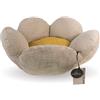Ligo Fiore - Cuccia per gatti e cani di piccola taglia sfoderabile e lavabile. Cuscino materasso per cani in tessuto. REALIZZATA A MANO IN ITALIA (XS: Ø 60CMx 19 H, GIALLO/BEIGE)