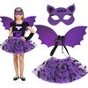 JOKILY Costume Pipistrello Bambina, Costume da strega, Halloween Costume per Travestimento Pipistrello Cosplay Halloween Costume da Bat con Copricapo Ali per Bambine 2-12 Anni Carnevale Halloween Cosplay