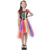 Carnavalife Costume Catrina Halloween Bambina, Scheletro Ragazza, Messicana 3-12 Anni, Vestito Principessa Multicolore Carnevale (5-6 Anni)