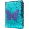 GINMLYDA Diario Segreto Bambina Paillettes, 20,5x14cm 80 Fogli a Righe Farfalla Quaderno Appunti Ragazza Paillettes Reversibile Glitter Diario Segreto Bambino Regalo Bambina 6 7 8 9 10 11 12Anni