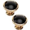 FEEIMOL 2 Pezzi Pomelli per Cassetti a Armadio Nero Oro Pomelli per Mobili Rotonde Manopole per Cassetti Manopola Pomelli per Porta Cassetto Comò Armadietti Cucina, 31mm