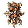 DRW Centro di Fiori Artificiali Cuscino Cimitero processioni, Chiese Matrimoni o Sepolture Autunno Beige e Arancione Stile Barca 84x60x30