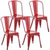 CLP Set 4 Sedie Impilabili Benedikt in Metallo I Sedie Bar Cucina Industriali I Sedie Pranzo Scandinave Carico Max 200 kg, Colore:Rosso