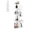 HOMASIS Libreria Verticale a Colonna da Terra a 7 Livelli, Libreria ad Albero in Legno, Angoliera Libreria Scaffale per Salotto, Soggiorno, Ufficio, Portata di 40 kg, 50 x 20 x 141 cm (Bianco)