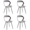DEYARNA HOME Set di 4 Sedie da Pranzo in Plastica con Gambe in Metallo, Sedie Laterali Senza Braccioli per Sala da Pranzo, Cucina, Sala di Ricevimento, Soggiorno (Grigio)