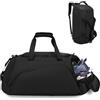 Clufar Borsone Palestra Uomo Nero Pelle Impermeabile Borsa da Viaggio Donna Weekend 32L Borsone da Viaggio da Viaggio con Scomparto per Palestra, Sport, Viaggio