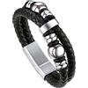 Bandmax Bracciale Uomo Pelle Cuoio Intrecciata con Chiusura Magnetica in Acciaio Inossidabile, Argento/Oro/Nero Braccialetto Uomo Personalizzato con Bussola Vichingo, Idee Regalo Uomo Papà Ragazzo