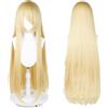 UTIEHD Parrucca lunga 100cm, parrucca cosplay costume anime universale, perfetta per feste, uso quotidiano, festival e Halloween, ideale per TV, film e cosplay di personaggi (Biondo)