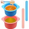 HINGTAI 2 pezzi scalda cera per ceretta, ciotola per cera in silicone per scaldacera, riutilizza scaldacera sostitutiva del vaso per cera, fodera per cera antiaderente con 2 bastoncini (blu, rosa)