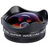 Andoer Obiettivo per fotocamera smartphone 4K 0,45X grandangolo 15X macro telefono obiettivo con clip universale