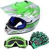 Samger Samger Samger DOT Youth Bambini Off Road Casco da Cross Caschi Dirt Bike ATV Casco da Moto Guanti+ Occhiali (L, Verde)