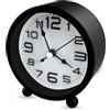 Gentpovth Metallo Sveglia Analogica senza Ticchettio, Sveglia da Comodino Sveglia al Quarzo Sveglia Silenziosa, Batteria Digitale Sveglia, Orologio Sveglia Rotonda Portatile Stile Classica