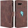 HualuBro Cover per ASUS ROG Phone 2 ZS660KL, Flip Cover a Libro in Premium PU Pelle Magnetica Antiurto Case Portafoglio Custodia per ASUS ROG Phone 2 / II ZS660KL Cover - Marrone