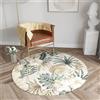 Chickwin Tappeto Rotondo Antiscivolo, Motivo Foglie di Piante Tappeti Salotto Pelo Corto Moderno Tappeto Morbido per Decorativo Soggiorno Cucina Camera da Letto (Fiori Bianchi,Diametro 80cm)