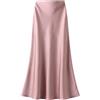Generic Gonna da donna in raso a vita alta, gonna in seta per le donneEstate Casual Sexy Midi Lunghezza Gonna elastica, rosa, M