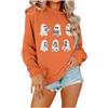 Generisch Felpa da donna oversize, con stampa, a maniche lunghe, girocollo, oversize, a maniche lunghe, per adolescenti, senza camicia, da donna, Colore: arancione., M