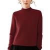 DISSA Maglione da donna in cashmere, con colletto alto, a maniche lunghe, in lana di cashmere, tinta unita, rilassato, SH525, Bordeaux, 46