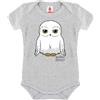 Logoshirt® Harry Potter I Gufo I Hedwig I Baby Body I Tutina Neonata I Bimba I Ragazze e Ragazzi I Manica Corta I Grigio I Design Originale Concesso su Licenza, Taglia 62-68