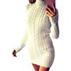 ODOKEI Vestito Maglione Lungo Donna Collo Alto Invernale Abito Maglioni Lunghi Donna Invernali Maglione Vestitino Pullover Maglia Lavorato Jacquard Trecce Donna Maglioncino Maglieria da Signora Beige XL