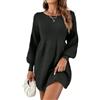 Onsoyours Abiti Donna in Maglia Invernali Vestito Casual a Maniche Lunghe Elegante Abito Girocollo Pullover Elasticizzato Mini Vestiti Autunno Inverno A Nero S
