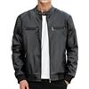 Sunnyuk Giacca di Pelle Nera Uomo Elegante, Bomber Borchie Giacche in Ecopelle, Invernale Marrone Elegante Curvy Slim Fit Cappotto in Finta Pelle, Primaverile Nero Impermeabile Casuale alla Moda Giubbotto