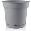 Teraplast Hydral Diametro 28cm - Vaso da Esterno E da Interno in Plastica Opaca, Colore Grigio Nebbia, 100% Riciclabile con Riserva d'Acqua. Fioriera da Interno E da Esterno