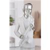 GILDE Figura Musician, in resina, bianco opaco, effetto metallico, sassofono, musicista, altezza: 31,5 cm, larghezza: 19,5 cm, profondità: 11,5 cm, decorazione, regalo, arte, scultura