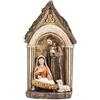 DRW Mistero Classico 1 Pezzo Maria con Bambino in Culla Pecora e Portale in Resina Dipinto a Mano 13 cm