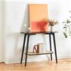 [en.casa] Tavolo a Consolle Scaffale Basso a 2 Piani di Appoggio Tavolo Stretto Multiuso da Ingresso Corridoio 100 x 35 x 80 cm Nero/Beige