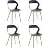 DEYARNA HOME Set di 4 Sedie da Pranzo in Plastica con Gambe in Metallo, Sedie Laterali Senza Braccioli per Sala da Pranzo, Cucina, Sala di Ricevimento, Soggiorno (Nero/Gambe in Tronco)