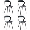 DEYARNA HOME Set di 4 Sedie da Pranzo in Plastica con Gambe in Metallo, Sedie Laterali Senza Braccioli per Sala da Pranzo, Cucina, Sala di Ricevimento, Soggiorno (Nero/Gambe Nere)