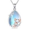YAFEINI Collana con Pietra di Luna in Argento Sterling Volpe/Axolotl/Gatto/Cane/Panda/Mucca Collana con Ciondolo Gioielli con Animali Regali per Donna Ragazze (Axolotl)