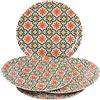 Baroni Home Set 4 Piatti Pizza Assortiti con Fantasia Cefalù, Piatti Pizza di Porcellana Ø 31 cm