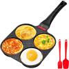 Traxenta padella pancake, pentola pancakes, frittata a 4 fori in alluminio, antiaderente padelle, padellino per uovo con rivestimento antiaderente, per frittata colazione, per Gas (Nero)