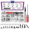 Swpeet 96 Set 12 Stili Borchie e Rivetti in Metallo con Vite Posteriore, Confezione di Borchie e Spille a Cono in Argento di Varie Forme, Kit di Rivetti in Pelle con Strumenti di Installazione per
